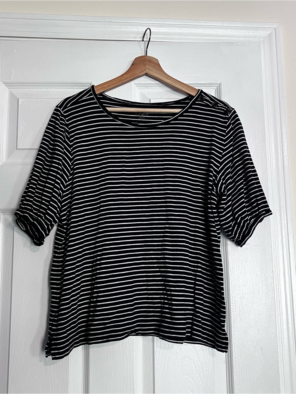 LOFT Navy & White Striped Short Sleeve Tee